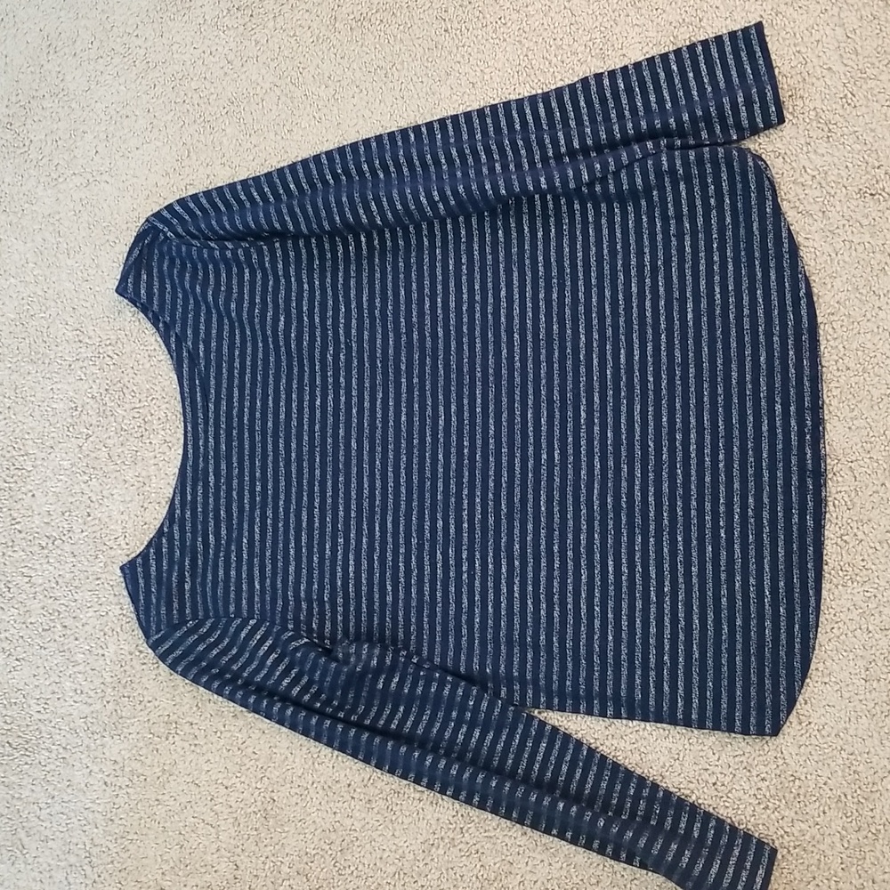 St. John's Bay Large Metallic Striped Long Sleeve Fall Winter Top
